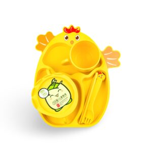 Chicken-Shaped Kids Tableware Set - Yellow