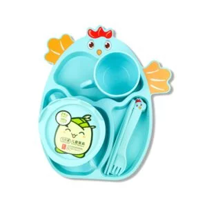 Chicken-Shaped Kids Tableware Set - Blue