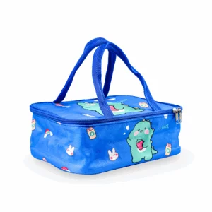Cute Dino Kids Lunch Bag - Blue with Cartoon Design