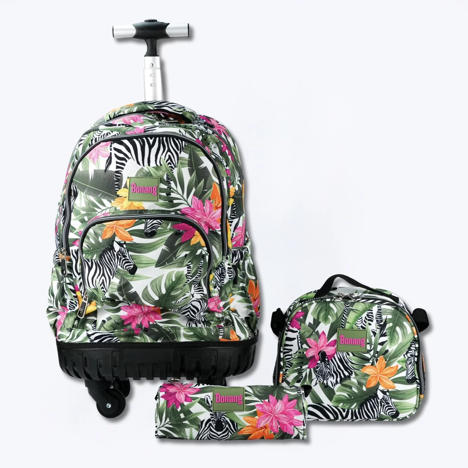 3-Piece Trolley Backpack Set – Tropical Jungle Print – Bonang