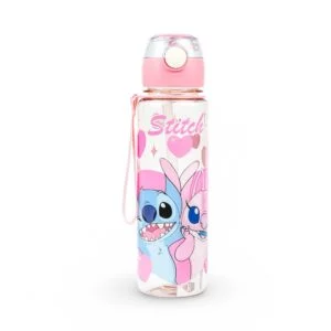 Stitch Pink Love Water Bottle for Girls - Hard Plastic