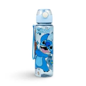 Stitch Blue Water Bottle with Guitar - Hard Plastic