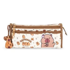 Capybara Cream Multi-Zip Pencil Case