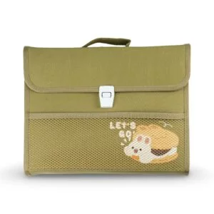 Fabric Expanding File Folder with Handle - Green 'Let's Go' Design