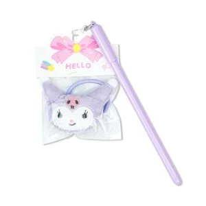 Purple Plush Cat Pen with Hair Tie – School & Gift Set for Girls
