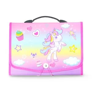 Kids Cartoon Expanding File Folder - Pink Unicorn