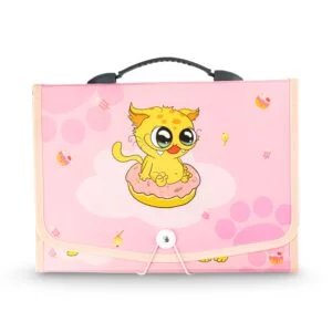 Kids Cartoon Expanding File Folder - Pink Cat Donut