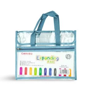 Carveo Expanding File Bag with Handle & Zipper Pocket - Blue - A4