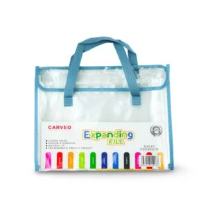 Carveo Expanding File Bag with Handle & Zipper Pocket - Blue - FC