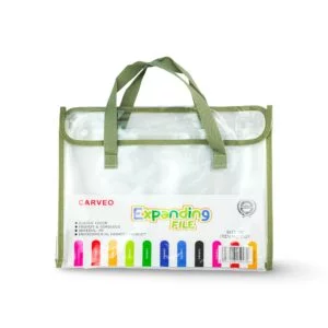 Carveo Expanding File Bag with Handle & Zipper Pocket - Green - FC