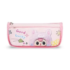 Good Lucky Pink Pencil Case with Bear Plush