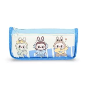 LABUBU Blue Canvas Pencil Case with Bunny Design
