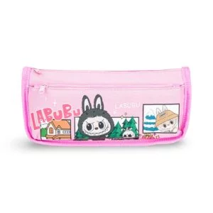 LABUBU Pink Pencil Case with Comic Strip Design