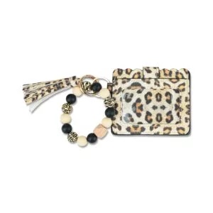 Leopard Print Wristlet Keychain Wallet