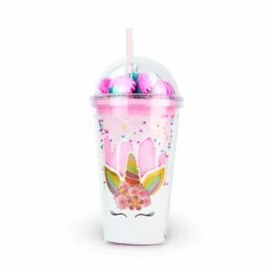 Unicorn Tumbler Cup with Straw – Pink