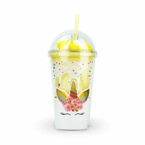Unicorn Tumbler Cup with Straw – Yellow