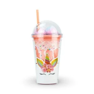 Unicorn Tumbler Cup with Straw – Orange