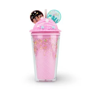 Ice Cream Style Tumbler Cup with Straw – Pink