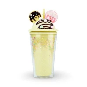 Ice Cream Style Tumbler Cup with Straw – Yellow