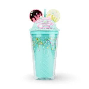 Ice Cream Style Tumbler Cup with Straw – Blue
