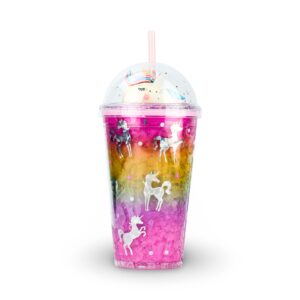 Unicorn Rainbow Gradient Tumbler with Straw – Pink