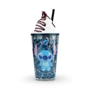 Stitch Character Tumbler with Straw – Black
