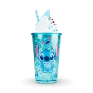 Stitch Character Tumbler with Straw – Blue
