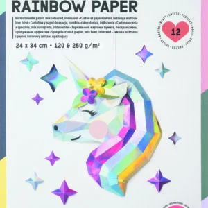 Folia Mirror board & paper, 120 & 250gsm,24x34cm, 12 sheets, 6 iridescent colours assorted