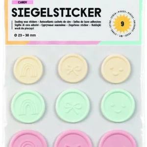 Folia Sealing wax stickers CANDY,9 pieces, Ø 25-33mm