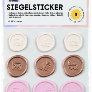 Folia Sealing wax stickers ROMANTIC,9 pieces, Ø 25-33mm
