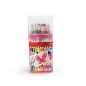 Vneeds Color Pencils Set of 24 - Butterfly Design Red, Green, Blue (Round Tube)