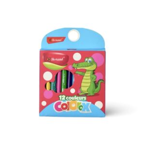Bertand Color Pencils Set of 12 - Crocodile Box Blue, Green, Red, Purple (Square Design)