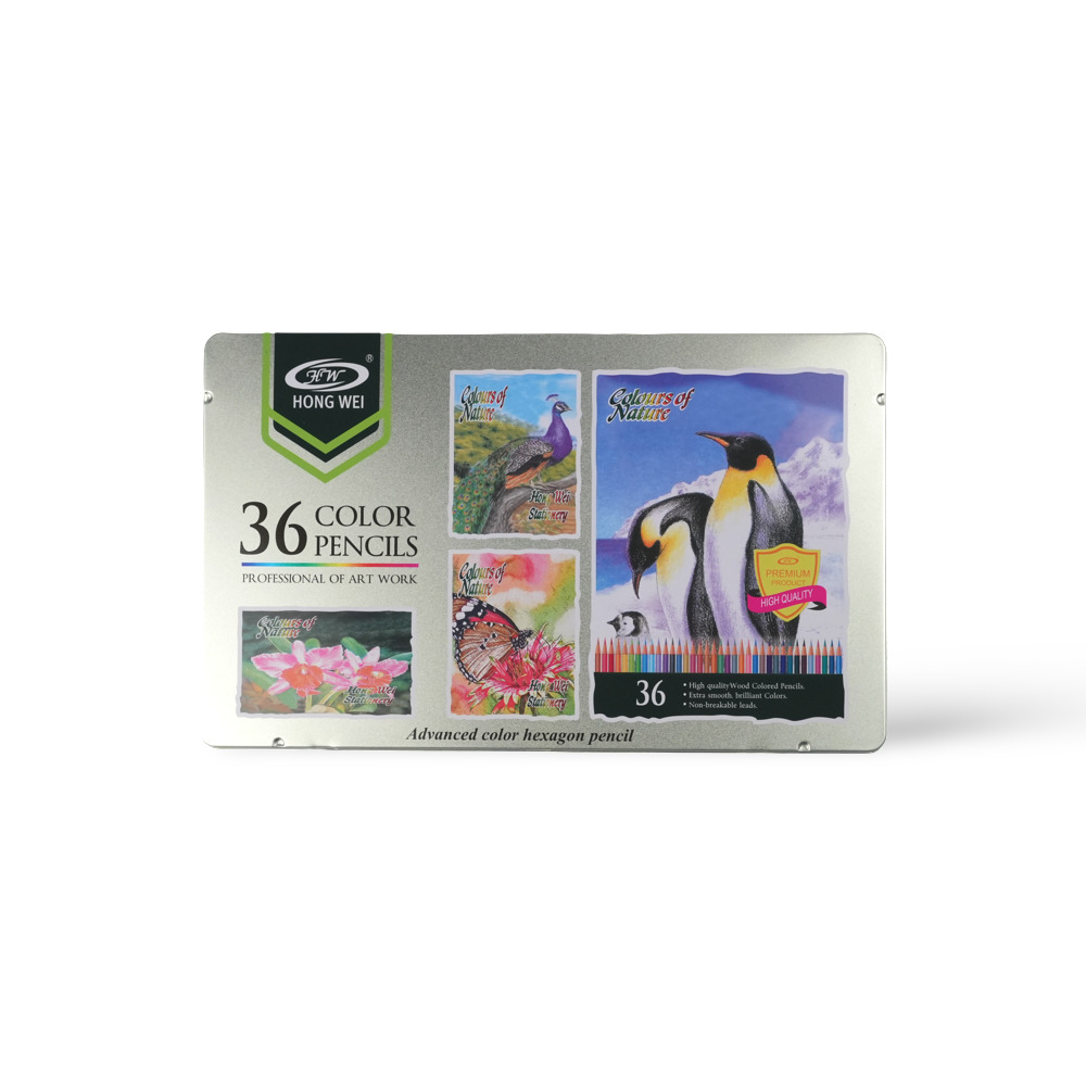 Hong Wei Professional Color Pencils Set Of 36 - Metal Box