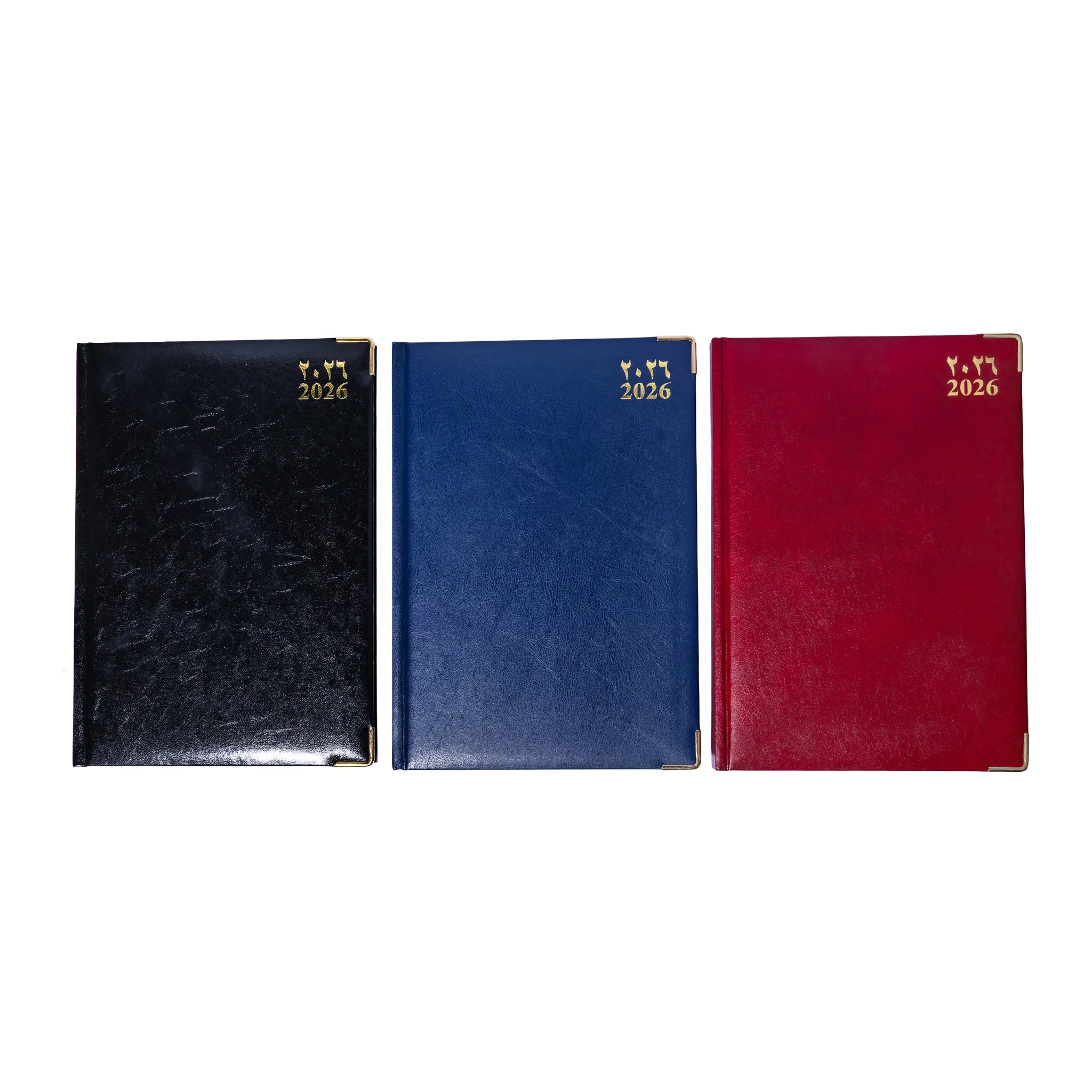 2026 Daily Planner – Hard Cover Padded With Gold Corners – A4 – Black / Blue / Maroun