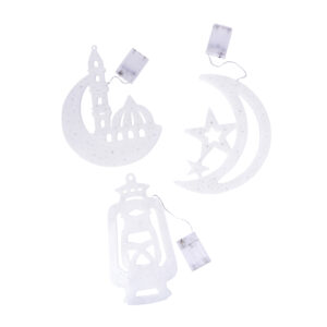 Ramadan LED Hanging Decoration Set – Moon, Mosque & Lantern