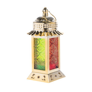 Classic Ramadan Metal Lantern with Color Panels with led light