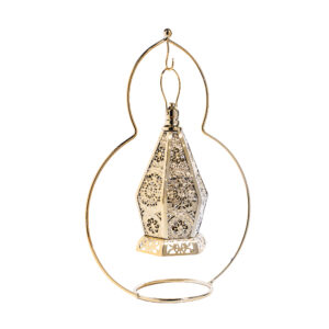 Decorative Hanging Ramadan Lantern with Chain – Gold with led light