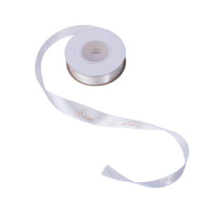 Ramadan Kareem Satin Ribbon – White with Gold Print