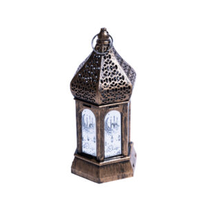 Tall Antique Bronze Ramadan Lantern with Cutout Design with led light