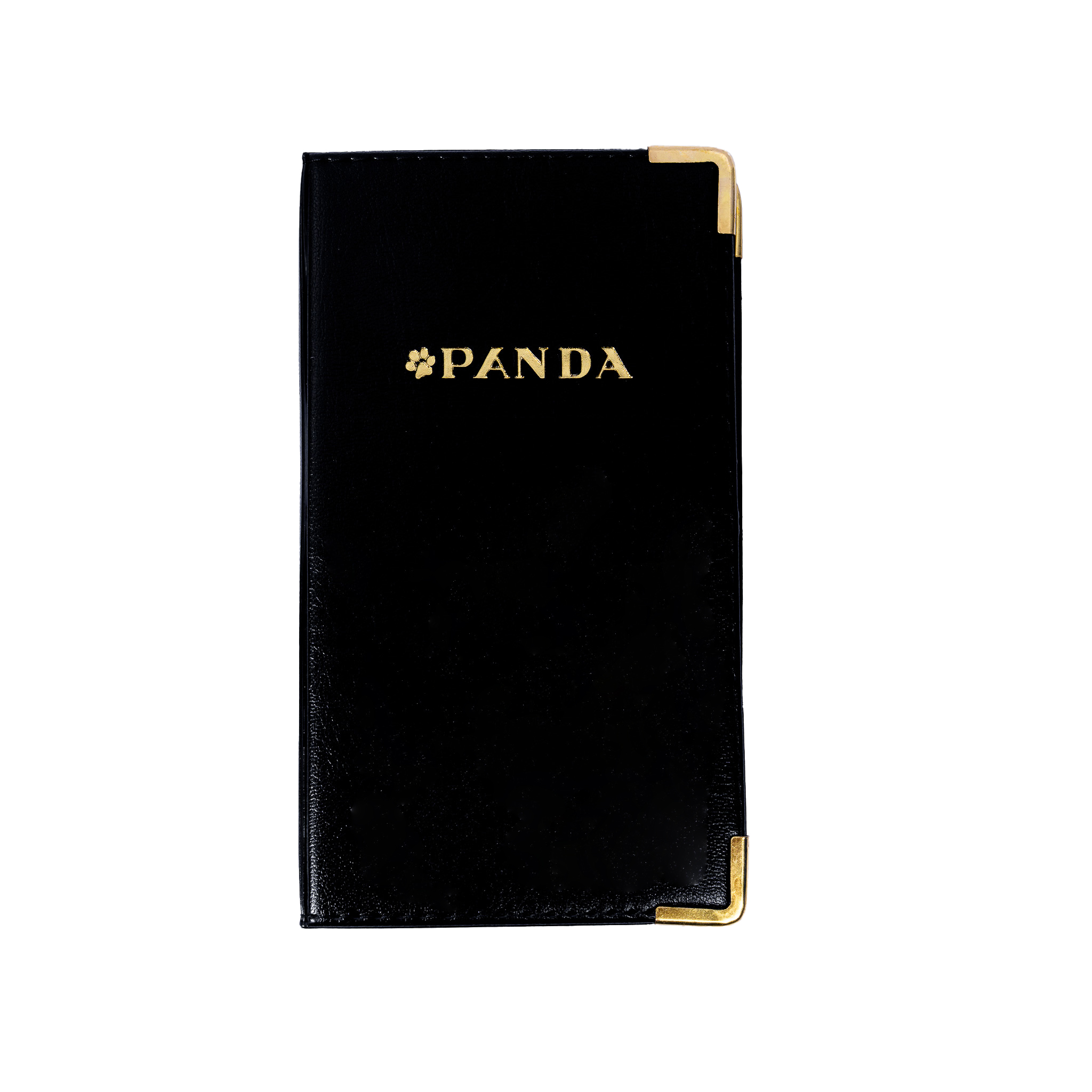 Panda Business Card Holder, Card File, Leather Black